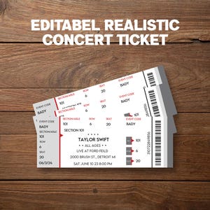 Realistische Konzertkarte Stub | Bearbeitbar Ticketmaster Stub | Custom Event Ticket Überraschung Konzertgeschenk | Last Minute Geschenk | Sofort Download
