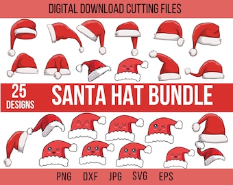 Santa Hat Clipart: Weihnachten SVG Bundle (Digitaler Download)
