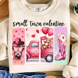 Retro Small Town Valentines png, Western Valentines designs, Valentine&#39;s Day Sublimation Designs, Valentines shirt png, Howdy Valentines Png
