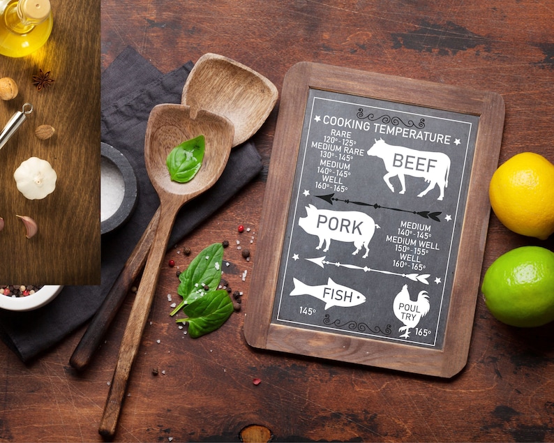 Meat Temperature Chart Svg Cutting Board Svg Perfect Gift Etsy