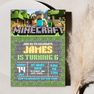 Editable Minecraft Birthday Invite, Minecrafter birthday invitations, Editable Birthday Templates, Gamer invitations, Minecraft Game Invite image 8