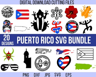 Puerto Rico SVG Bundle: Flag, Taino Frog (Digital Download)