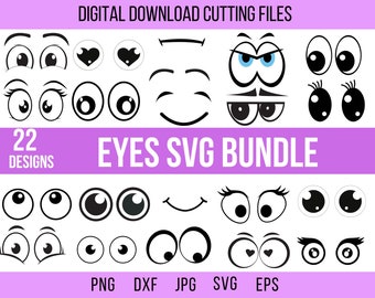 Comic Book Eyes Svg Bundle, Eyelashes Svg, Cute Cartoon Faces Svg, Googly Eyebrows Svg, Kawaii Emoji SVG , Funny Face Svg, Makeup Svg