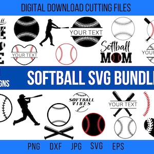 Paquete SVG de softbol: béisbol, imágenes prediseñadas y archivos PNG para diseños deportivos, béisbol, imágenes prediseñadas y archivos SVG para fanáticos de los deportes
