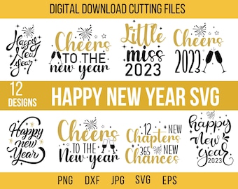 Happy New Year SVG Bundle, Feuerwerk, Dekorationen (Digitaler Download)
