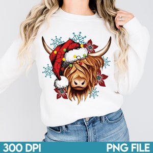 Christmas Highland Cow Png, Highland Cow,  Western Christmas Png, Cow Png, Christmas, Christmas Light Png, Western Cow Png, Digital Download