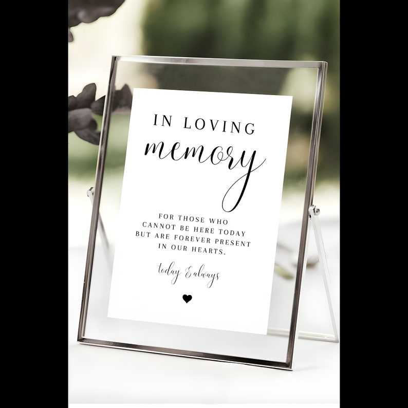 Editable Minimalist in Loving Memory Sign Printable, Elegant Wedding ...