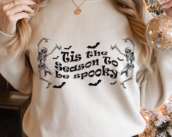 Trendy Halloween Skeleton PNG, Spooky Season Design (Digital Download)