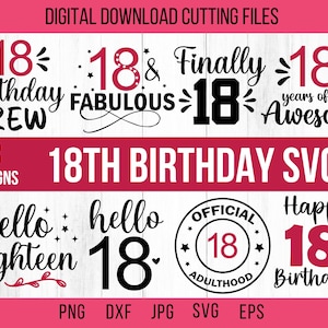 Bundle of 18th Birthday Svg, 18th Birthday Shirt, Birthday Svg, Happy Birthday Svg, Birthday Shirt Svg, Birthday Squad Svg, Happy Birthday