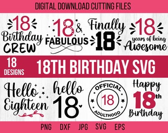 18th Birthday SVG Bundle, Shirt Designs (Digital Download)
