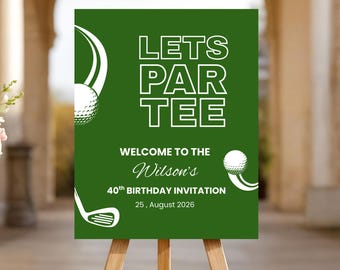 Golf Birthday Party Welcome Sign, Printable Template for Man's Celebration, Customizable Decor for Any Age