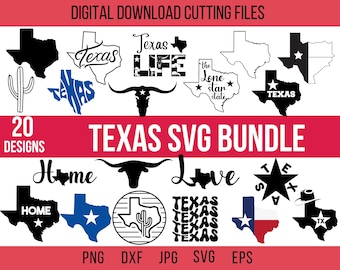 Patriotic Texas SVG Bundle - State Outline, Flag, Home Design for T-Shirt, Cricut Cut Files, PNG, DXF, and Clipart - Perfect