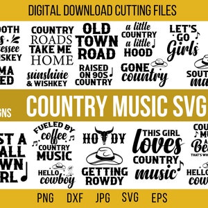 Paquete de canciones de campo Svg, Cowgirl Svg, Country Svg, Country Music Svg, Beautiful Crazy Png, Country Girl Svg, Country Shirt Svg