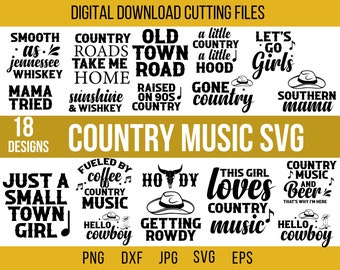Paquete de canciones de campo Svg, Cowgirl Svg, Country Svg, Country Music Svg, Beautiful Crazy Png, Country Girl Svg, Country Shirt Svg