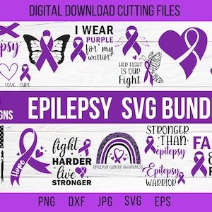 Bundle of Epilepsy Svg, Cancer Ribbon Svg, Ribbon Svg, Epilepsy, Epilepsy Awareness, Cancer Awareness Svg, Awareness Ribbon Svg, Epilepsy