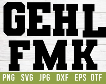Varsity Font SVG und OTF Alphabet, Sportschrift, Schulschrift, digitaler Download, 43 svg, dxf, jpg, eps, png & OTF-Dateien, sofortige Downloads, Schriftarten