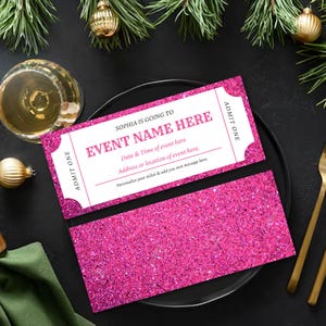 Custom Surprise Event Ticket | Bearbeitbares Geschenkticket | Überraschungsgutschein Rose Ticket Vorlage | Geschenk für sie Digitale Download-Karten
