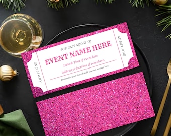 Custom Surprise Event Ticket | Bearbeitbares Geschenkticket | Überraschungsgutschein Rose Ticket Vorlage | Geschenk für sie Digitale Download-Karten