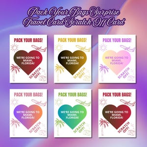 Pack Your Bags Surprise Travel Card Carta da grattare, Regalo Florida Sorpresa da grattare, Carta da vacanza a sorpresa, Modello di download immediato