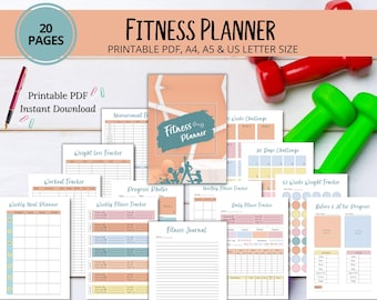 Fitness Planner: Weight Loss & Workout Journal (Digital Download)