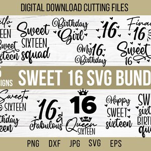 Bundle of Sweet 16 Svg, Birthday Girl Svg, Birthday Squad Svg, Birthday ...
