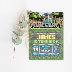 Editable Minecraft Birthday Invite, Minecrafter birthday invitations, Editable Birthday Templates, Gamer invitations, Minecraft Game Invite image 7