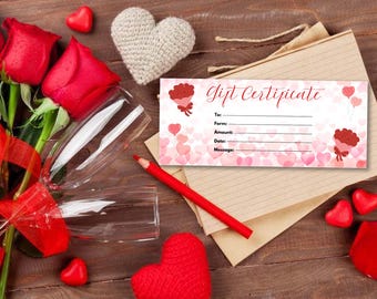 Personalisierter Valentinstag Geschenkgutschein | Valentinstag Vorlage | Geschenkgutschein | Geschenk Coupon Geschenk für Ihn Canva Vorlage