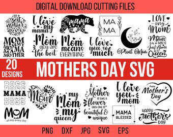 Mama SVG Bundle: Mom Quotes, Mom Life, Mother's Day, Funny Mom, Best Mom, Mom Shirt, Momlife, Motherhood - Cricut & Silhouette Cut Files