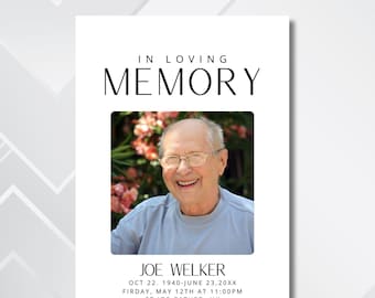 Minimal Funeral Program Template | Editable Black & White Foldable Memorial Program | Order of Service Design | INSTANT DOWNLOAD Ready
