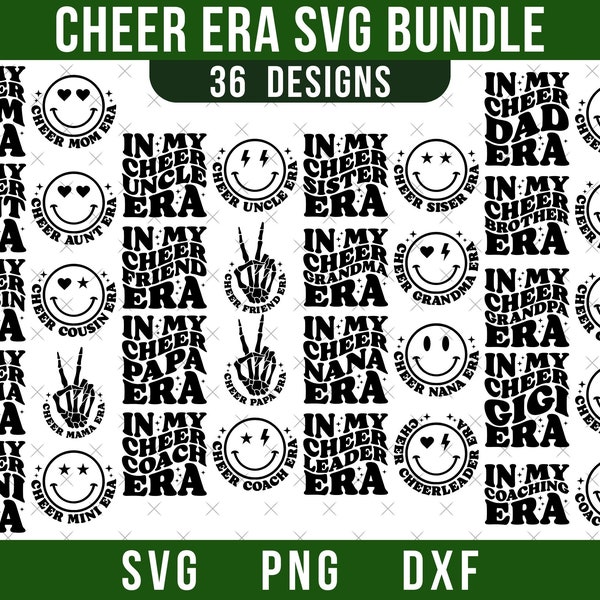 Cheer Era SVG Bundle, Cheer Mom Svg, Cheer Dad Svg, Cheer Sister Svg, Cheer Aunt Svg, Cheerleader Svg, Cheerleading Svg, Digital Download
