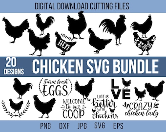 Huhn svg, Hahn svg, Henne svg, lustiges Huhn svg, Huhn Clipart, Bauernhof Tiere svg, Bauernhof svg, svg-Dateien für Cricut, Png Sublimation