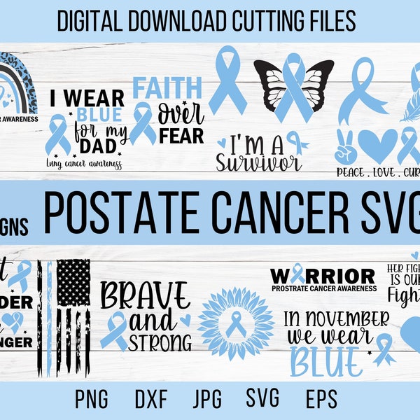 Bundle Of Prostate Cancer Svg Bundle, Cancer Svg, Cancer Ribbon Svg, Cancer Awareness, Blue Ribbon, Cancer Awareness Svg, Prostate Cancer,