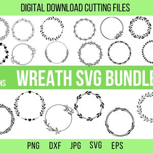 Hand-Drawn Floral Wreath SVG Bundle - Circle Frame, Flower, Monogram, Leaf, Laurel, Circle, and Flower Design - Perfect for DIY Projects