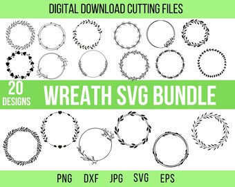 Hand-Drawn Floral Wreath SVG Bundle - Circle Frame, Flower, Monogram, Leaf, Laurel, Circle, and Flower Design - Perfect for DIY Projects
