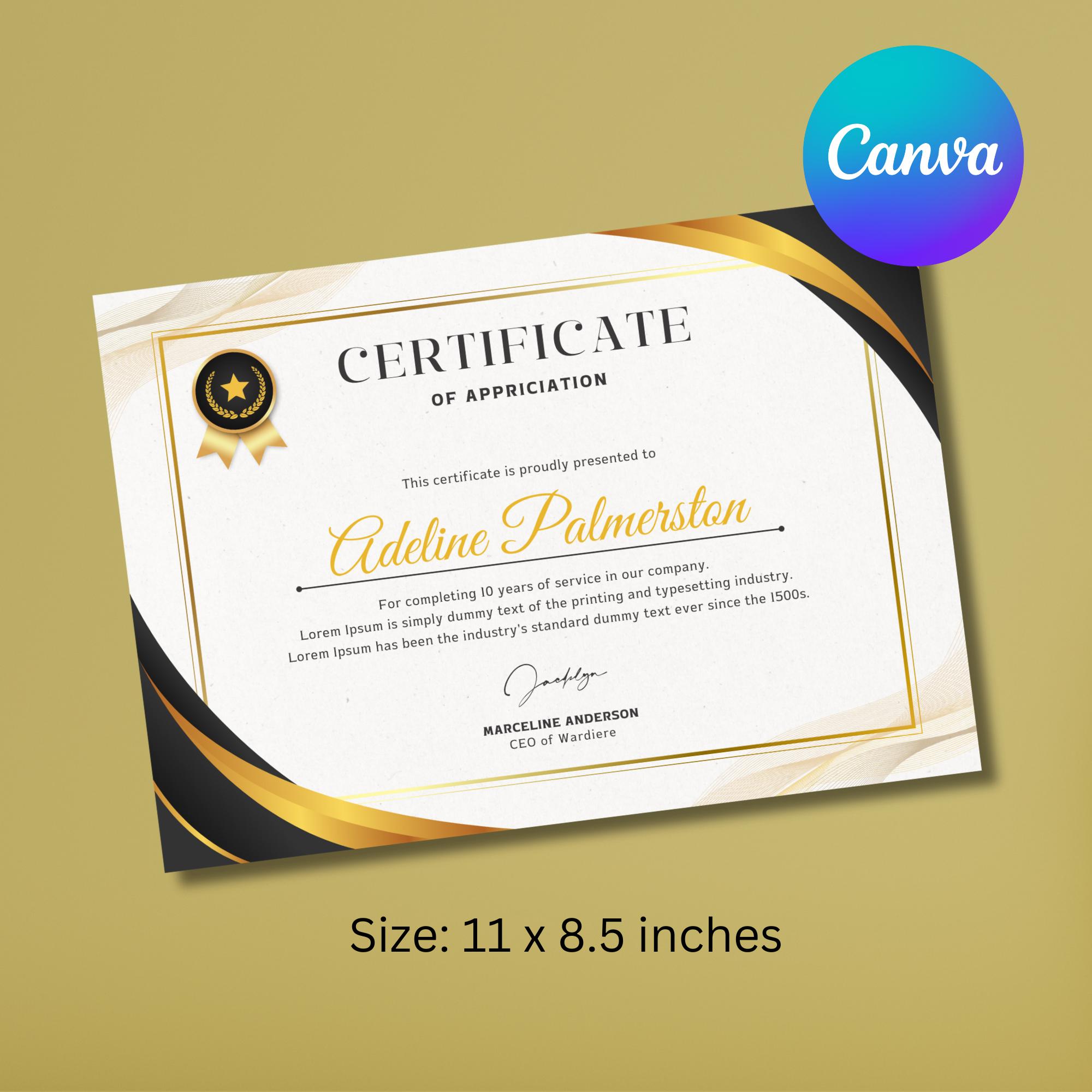 Editable 10 Years of Service Certificate Appreciation Template Elegant ...
