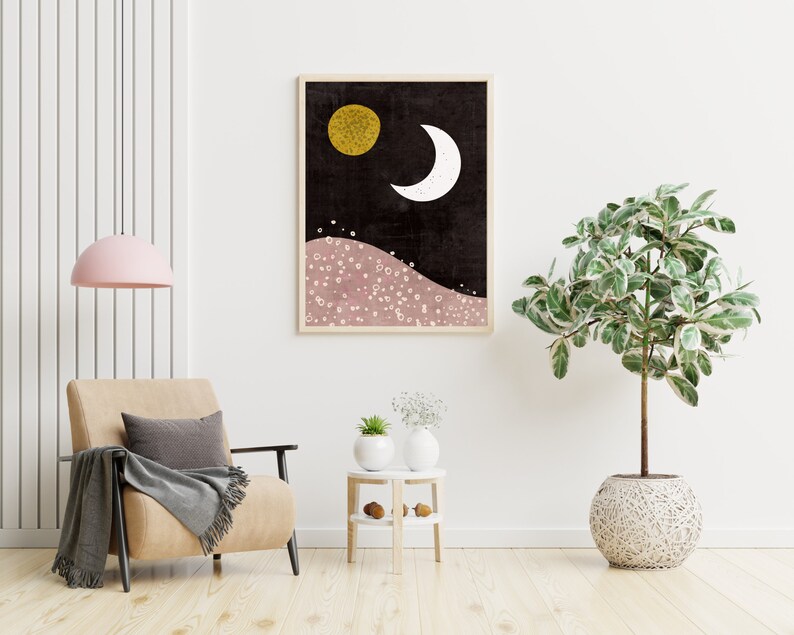 Moon and Sun Wall Art Homedecor Digital Download Digital Etsy