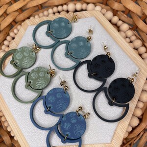 Monstera Boho Moon Earrings - Chic Gold Plated Studs in Blue, Green, Teal, Black | Bow'Ho & Co