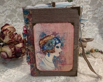 Handmade Junk Journal with Bookplate, Bohemian Style Junk Journal, Mixed Media Collage Journal, Wedding Journal, Graduation Journal