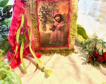 Christmas Junk Journal, Memory Book, Vintage, Santa, Angels, Handmade Journal, Christmas book, Journal, Gift, Junk Journal, Victorian Style