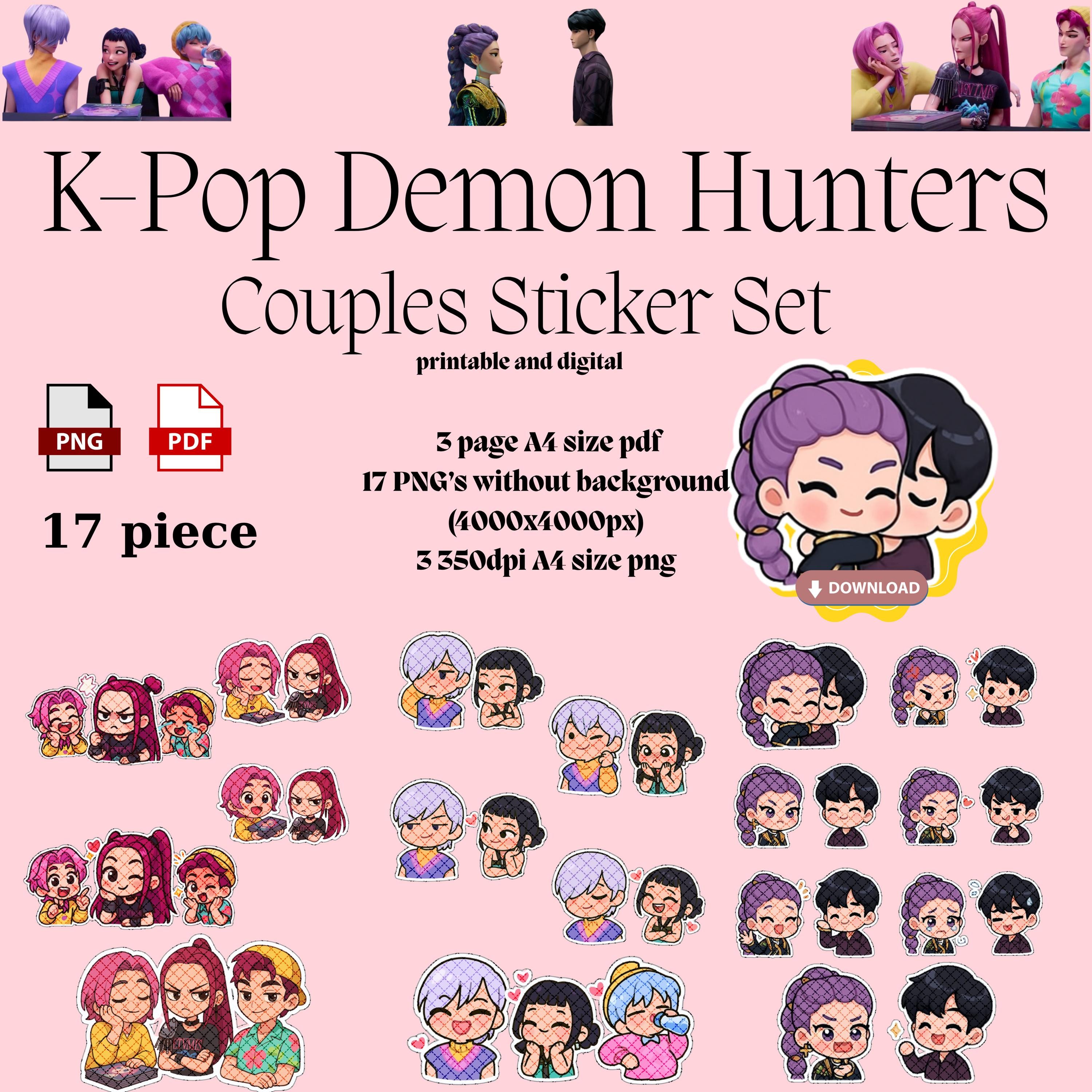 Kpop デーモンハンター カップルステッカー | デジタルプランナー