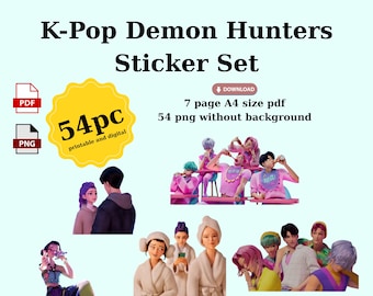 Kpop Demon Hunters Digital Sticker Set | Planner Stickers | GoodNotes Stickers | Transparent PNGs | Printable PDF | Digital Journaling