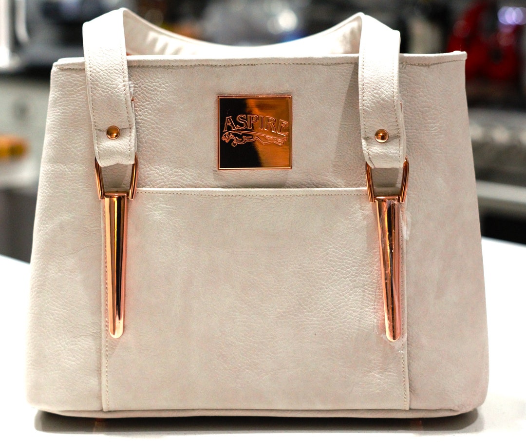 Shoulder Handbag With 2 Compartment Vanilla Faux Leather Shoulder Bag Rose Gold Hardware free Shipping Etsy