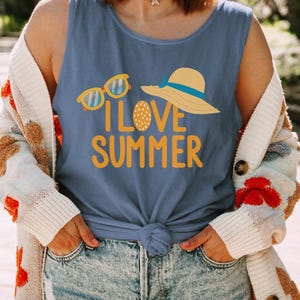 I Love Summer Comfort Colors Tank,Tank Top, Hello Summer Tank Top, Summer Tank Top, Summer Vibes Tank Top