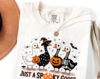 Just a Spooky Goose Halloween Tshirt,Funny Halloween Goose Shirt,Goose in Halloween Costumes Shirt,Cute Horror Shirt,Spooky Goose Shirt