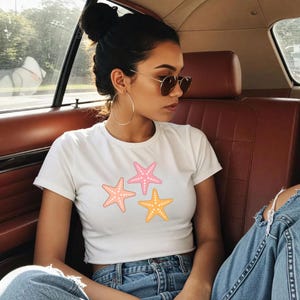 Star Baby Tee, Downtown Girl Shirt, y2k Baby Tees, Baby Tee Women, Denim Baby Tee, y2k Shirt, Cute Going Out Tops