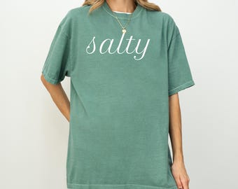 Comfort Color Salty T-shirt, Beach T-shirt, Summer Sweatshirt, Vacation T-shirt, Trendy Crewneck, Beach Lover Gift, Surf Apparel