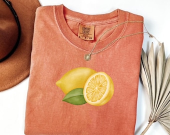 Comfort Colors® Retro T-shirt met citroen, shirt citroen, zomershirt, shirt Lemon Lovers, schattig T-shirt citroenen