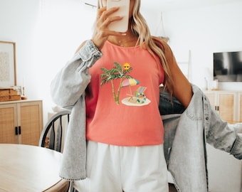 Summer Comfort Colors Tank Top, Beach Graphic