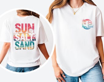 Sun Sand Salt Beach Shirt, Retro Shirt, Trendy Beach Shirts for Women, Women Oversized Beach Shirt, Summer Vacation Shirts