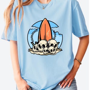 Skeleton Surfing Shirt, Surfer T-Shirt, Gift For Surf Lover, Cute Skeleton Surf Shirt, Beach Shirt, Funny Summer Shirt, Vacation Shirt